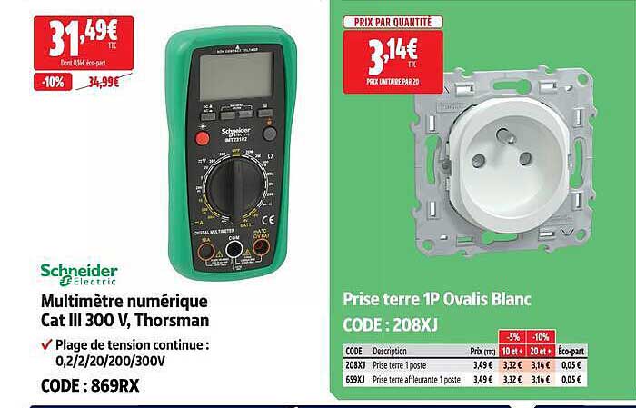 Multimètre numérique Cat III 300 V, Thorsman