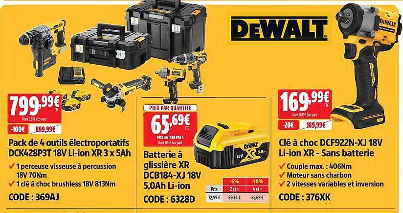 Pack de 4 outils électroportatifs DCK428P3T 18V Li-ion XR 3x 5Ah