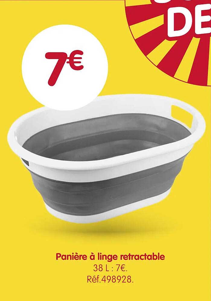 Panière à linge retractable 38 L : 7€