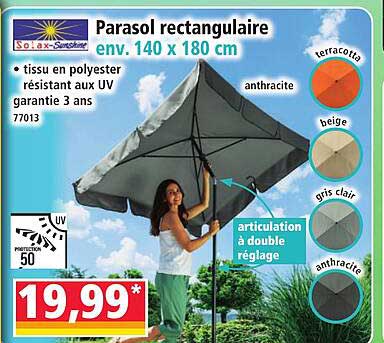 Parasol rectangulaire env. 140 x 180 cm