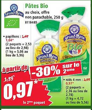 Pâtes Bio au choix, offre non panachable, 250 g