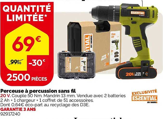 Perceuse à percussion sans fil 20 V