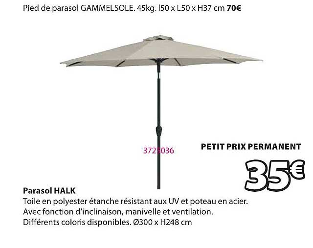 Pied de parasol GAMMELSOLE. 45kg. l50 x L50 x H37 cm 70€