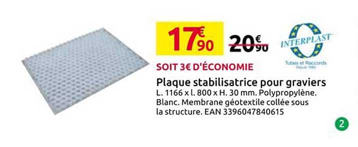 Plaque stabilisatrice pour graviers