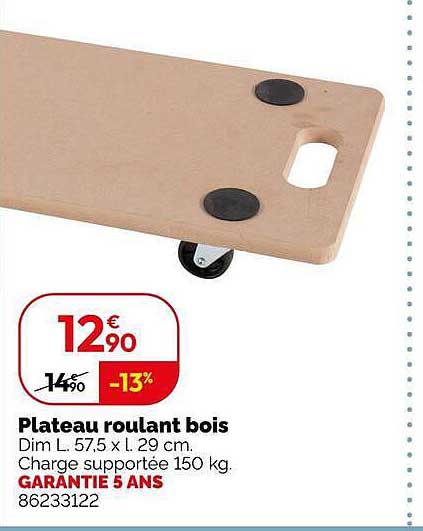 Plateau roulant bois