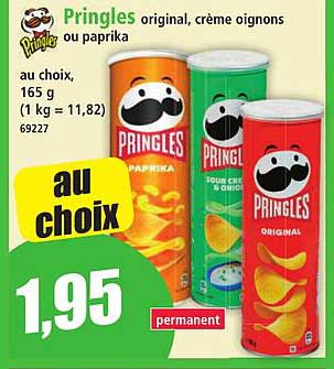 Pringles original, crème oignons ou paprika