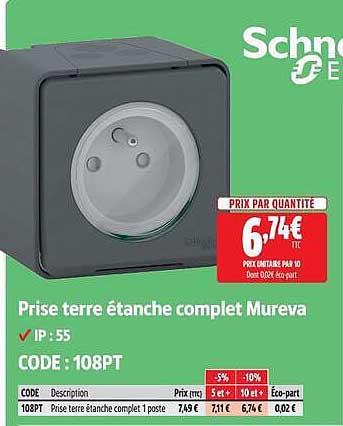 Prise terre étanche complet Mureva