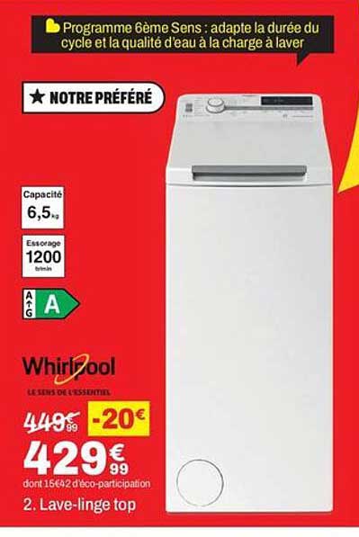Programme 6ème Sens : adapte la durée du cycle et la qualité d'eau à la charge à laver