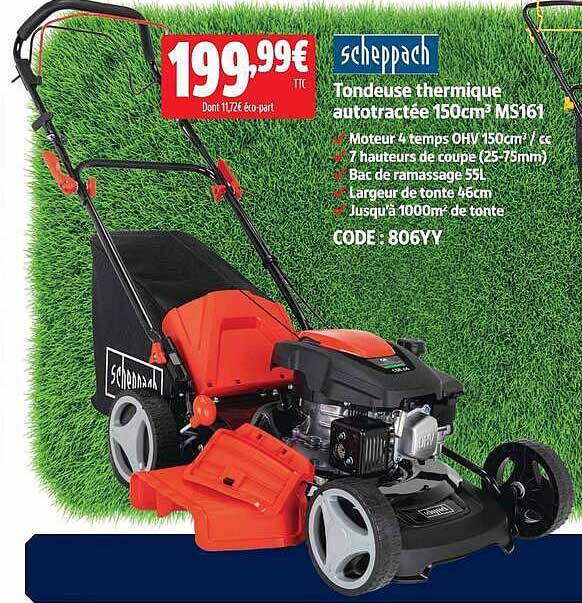 scheppach Tondeuse thermique autotractée 150cm3 MS161