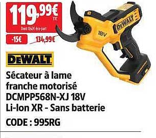 Sécateur à lame franche motorisé DCMPP568N-XJ 18V Li-ion XR - Sans batterie
