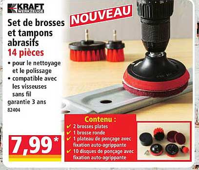 Set de brosses et tampons abrasifs 14 pièces