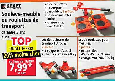 Soulevé-meuble ou roulettes de transport