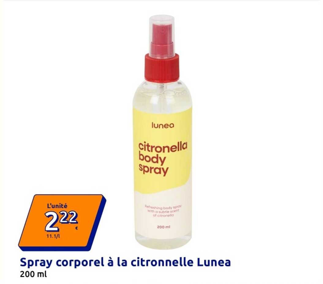 Spray corporel à la citronnelle Lunea 200 ml