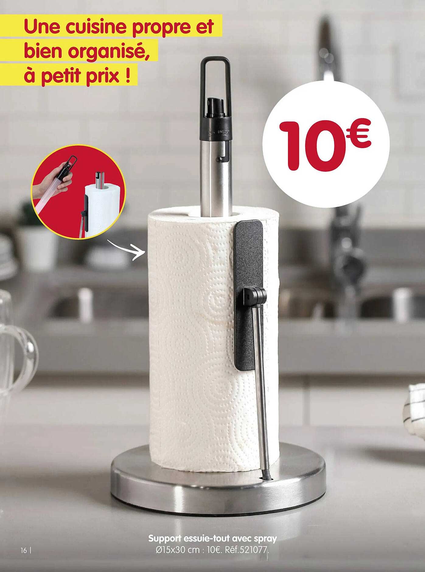 Support essuie-tout avec spray