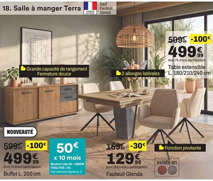 Table extensible L. 180/210/240 cm