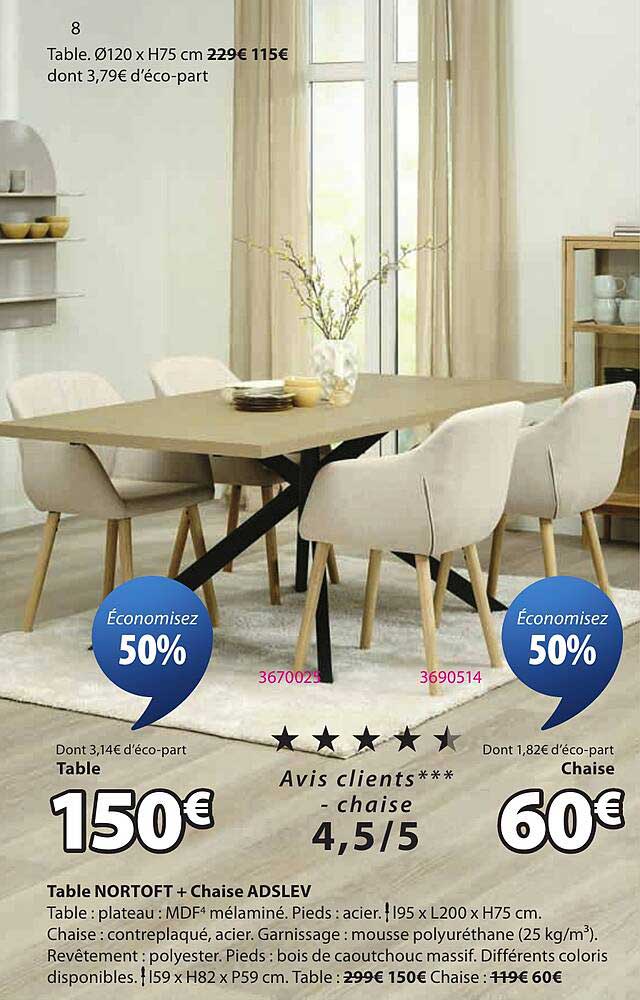 Table NORTOFT + Chaise ADSLEV