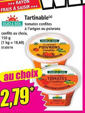 Tartinable(a) tomates confites à l’oignon ou poivrons