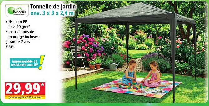 Tonnelle de jardin env. 3 x 3 x 2,4 m