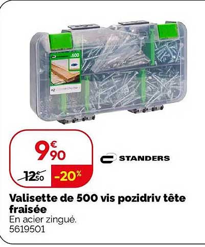 Valisette de 500 vis pozidriv tête fraisée