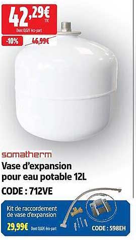 Vase d'expansion pour eau potable 12L