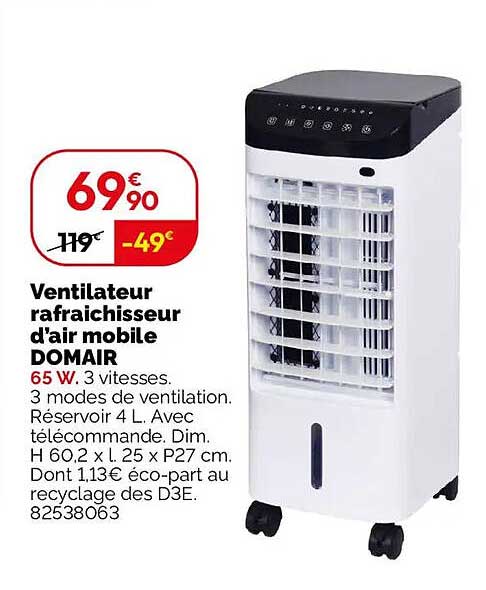 Ventilateur rafraichisseur d'air mobile DOMAIR