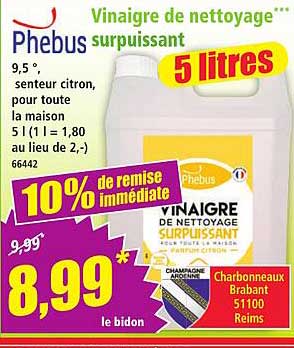 Vinaigre de nettoyage surpuissant 5 litres