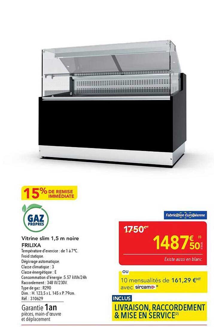 Vitrine slim 1,5 m noire FRILIXA