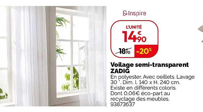 Voilage semi-transparent ZADIG