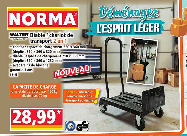 WALTER Diable / chariot de transport 2 en 1