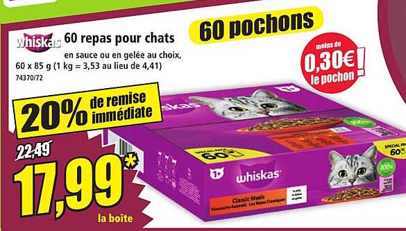 Whiskas 60 repas pour chats