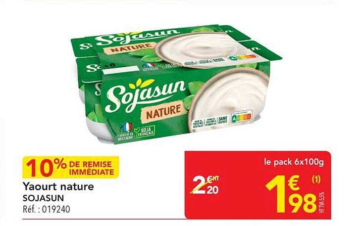 Yaourt nature SOJASUN