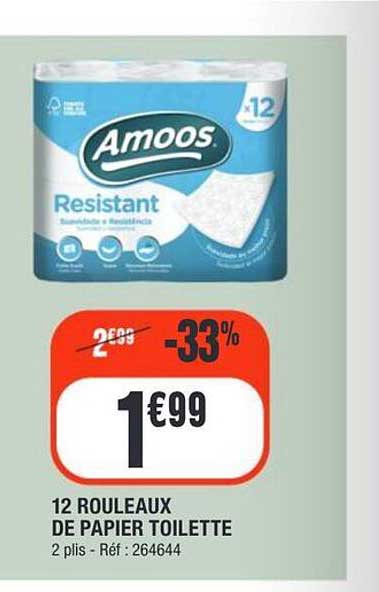 12 ROULEAUX DE PAPIER TOILETTE 2 plis - Réf : 264644