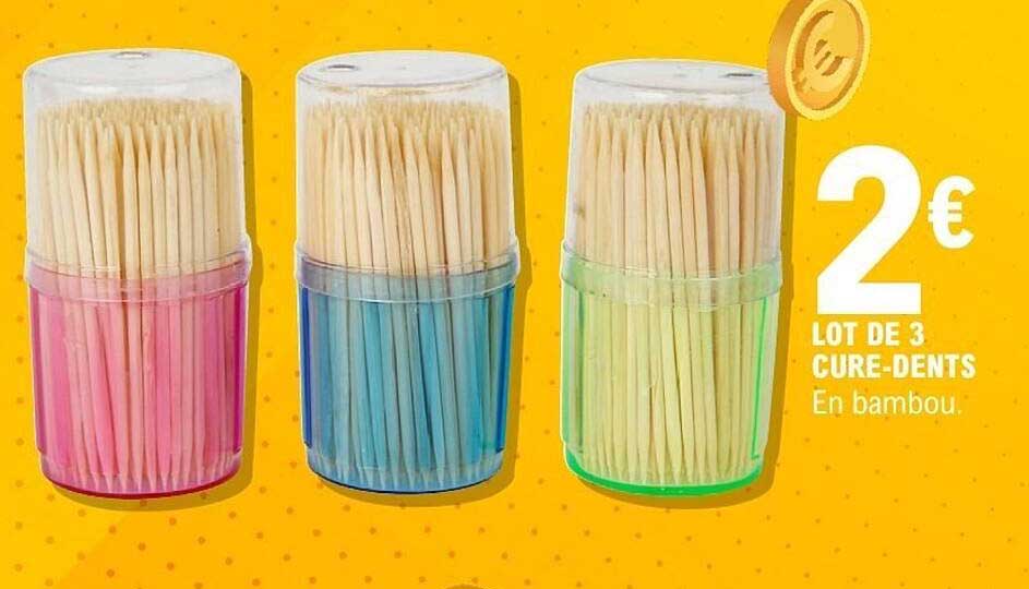 2€ LOT DE 3 CURE-DENTS En bambou.