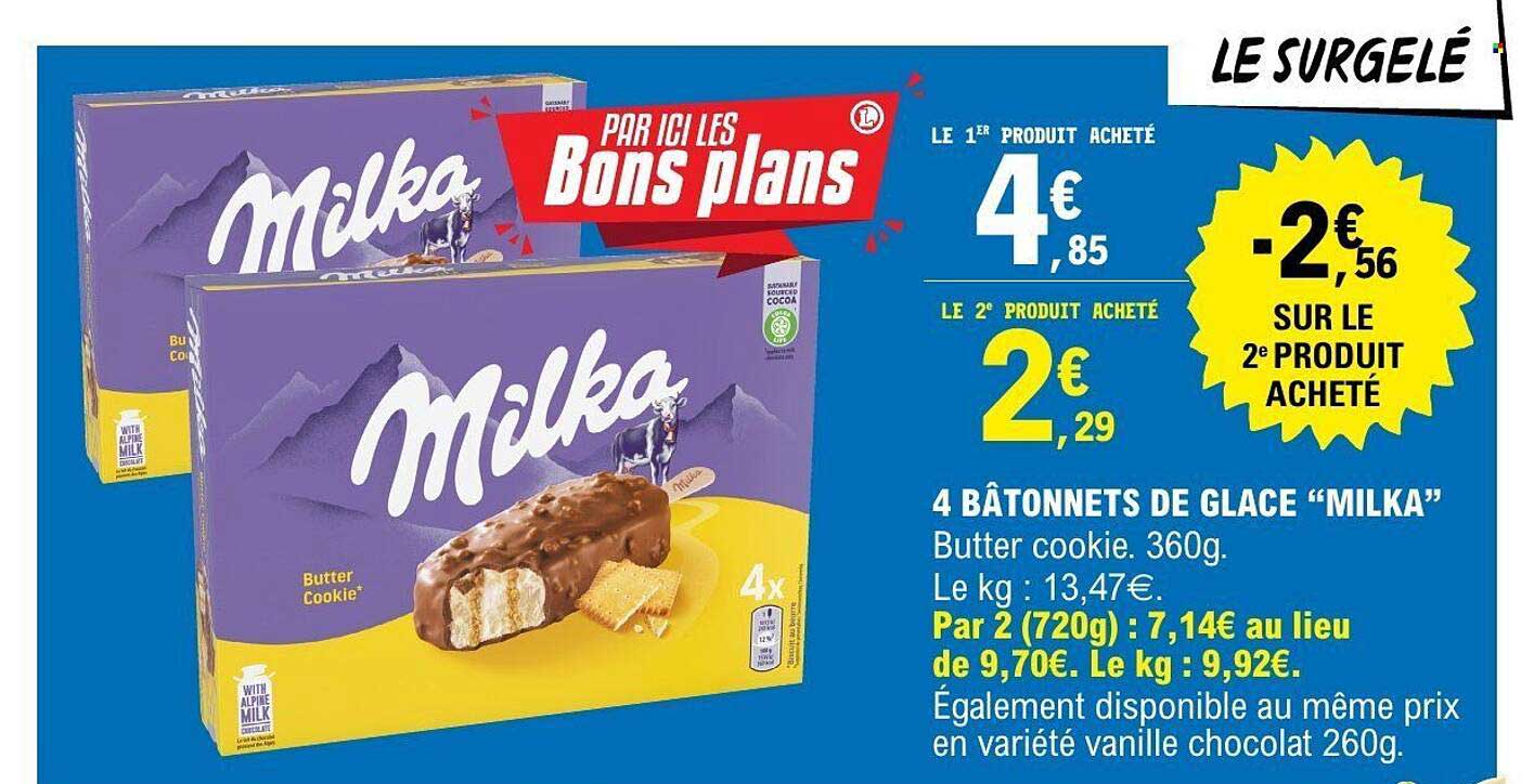 4 BÂTONNETS DE GLACE “MILKA”