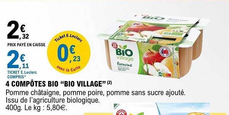 4 COMPOTES BIO “BIO VILLAGE”
