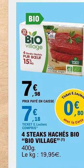 4 STEAKS HACHÉS BIO “BIO VILLAGE”