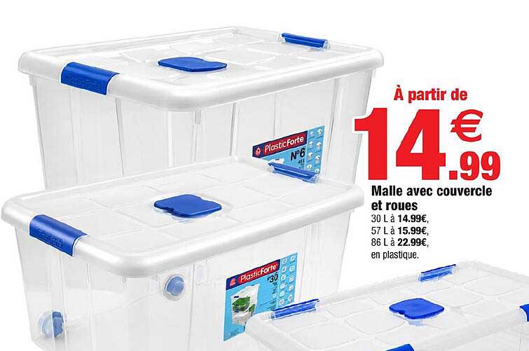 À partir de 14,99€ Malle avec couvercle et roues