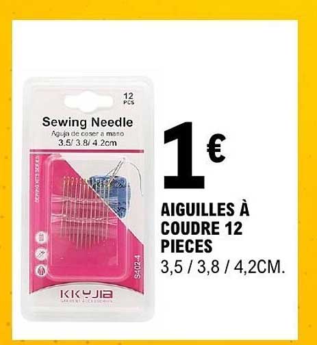 AIGUILLES À COUDRE 12 PIECES 3,5 / 3,8 / 4,2CM.
