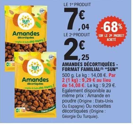 AMANDES DÉCORTIQUÉES - FORMAT FAMILIAL(5) "SUN"