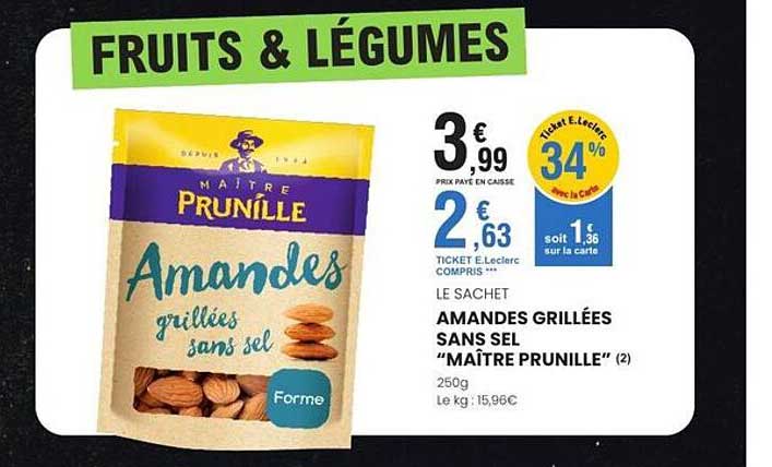 AMANDES GRILLÉES SANS SEL "MAÎTRE PRUNILLE"