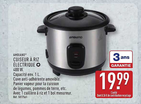 AMBIANO® CUISSEUR À RIZ ÉLECTRIQUE 400 W.
