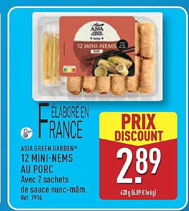 ASIA GREEN GARDEN® 12 MINI-NEMS AU PORC Avec 2 sachets de sauce nuoc-mâm. Réf. 7916