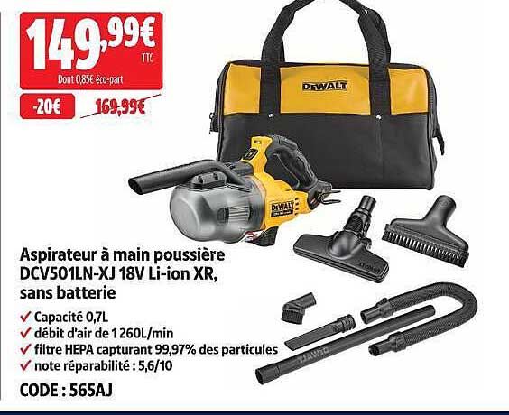 Aspirateur à main poussière DCV501LN-XJ 18V Li-ion XR, sans batterie