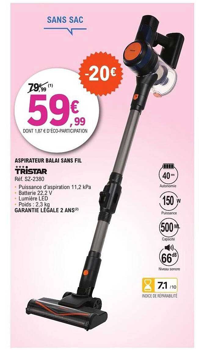 ASPIRATEUR BALAI SANS FIL TRISTAR Réf. SZ-2380