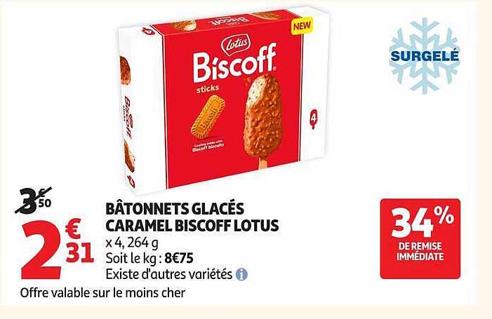 BÂTONNETS GLACÉS CARAMEL BISCOFF LOTUS