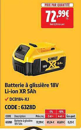 Batterie à glissière 18V Li-ion XR 5Ah
