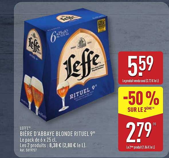 BIÈRE D'ABBAYE BLONDE RITUEL 9°