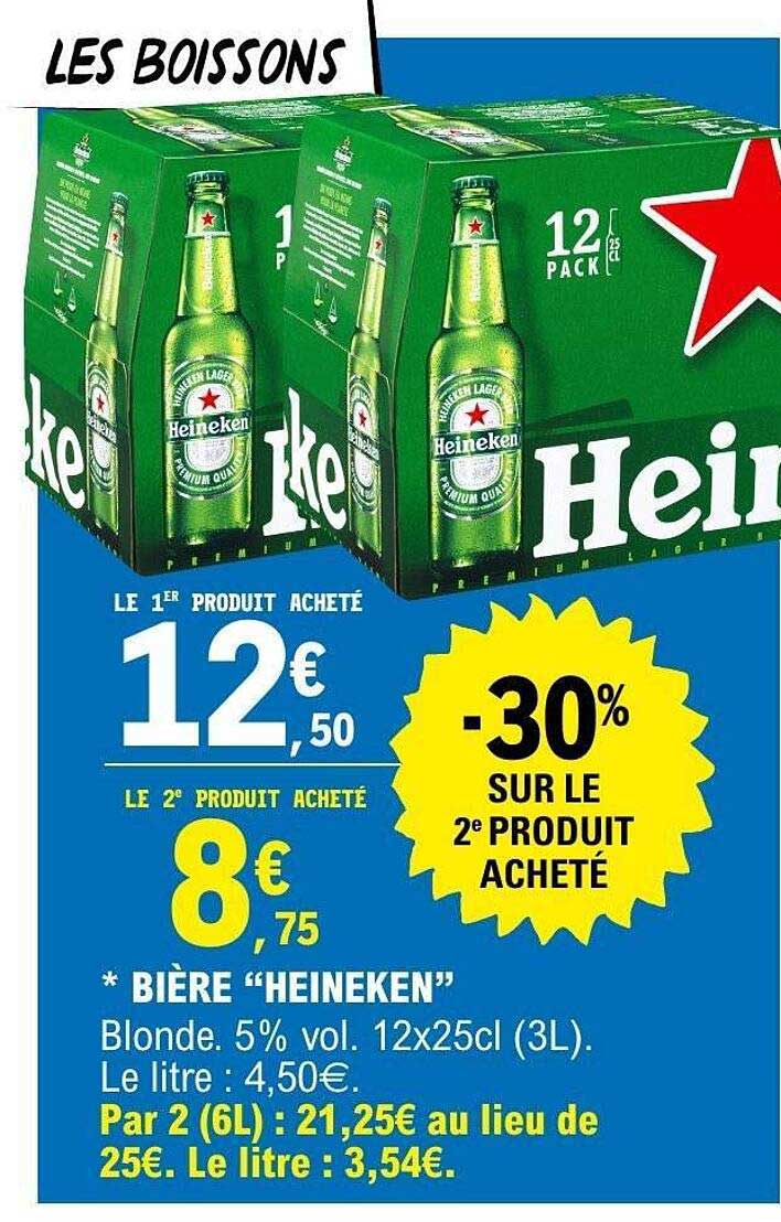 BIÈRE “HEINEKEN” Blonde. 5% vol. 12x25cl (3L)