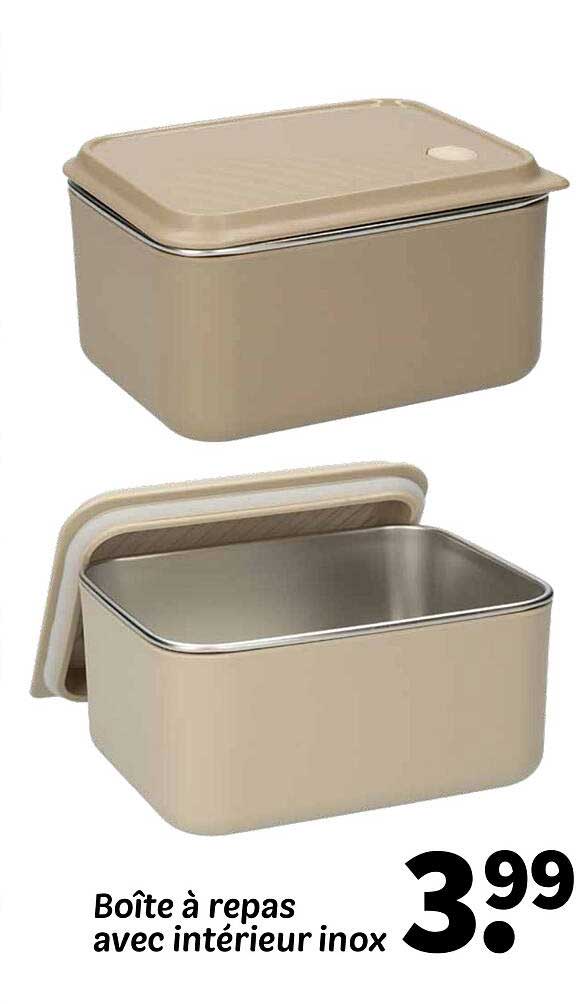Boîte à repas avec intérieur inox