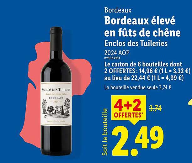 Bordeaux élevé en fûts de chêne Enclos des Tuileries